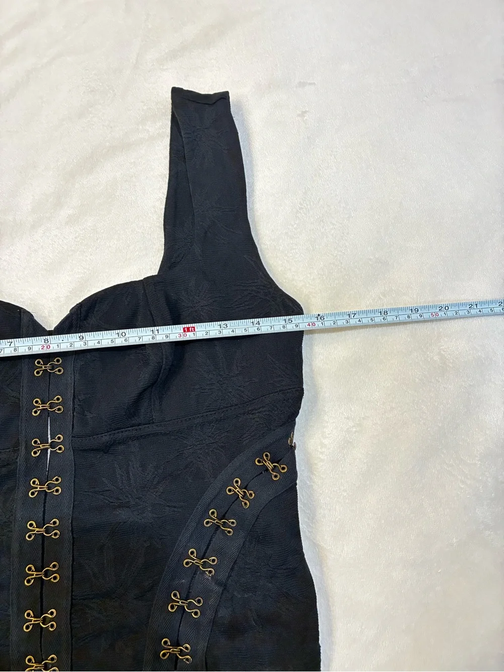 Free People Don't Look Back Corset Bustier Top Black Jacquard Hook Eye Crop S - Picture 7 of 8